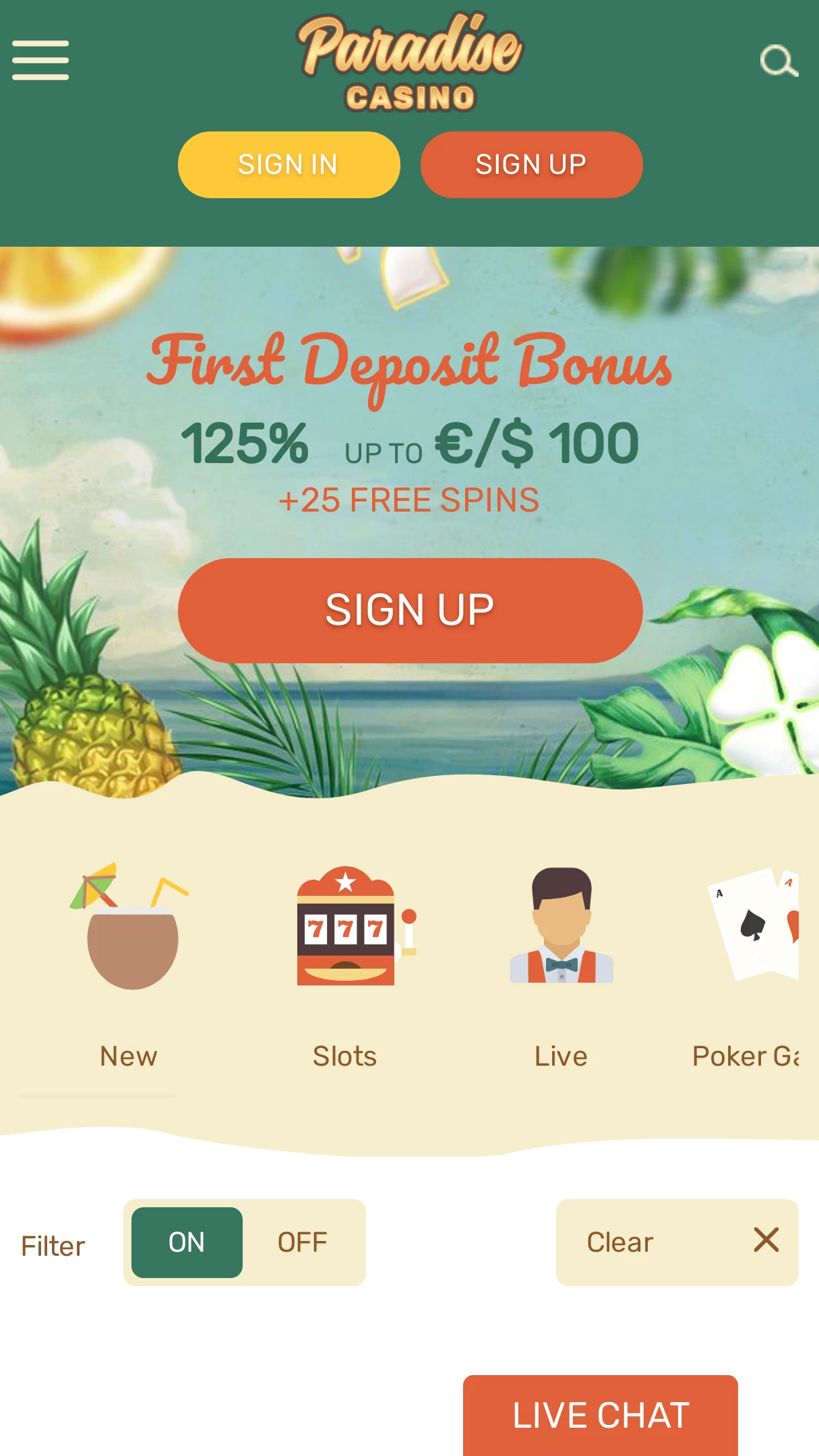 Paradise Casino No Deposit Bonus