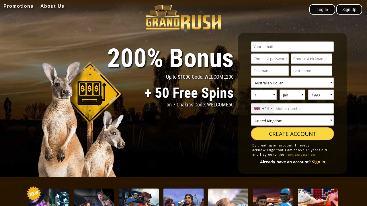 Grand rush casino bonus codes