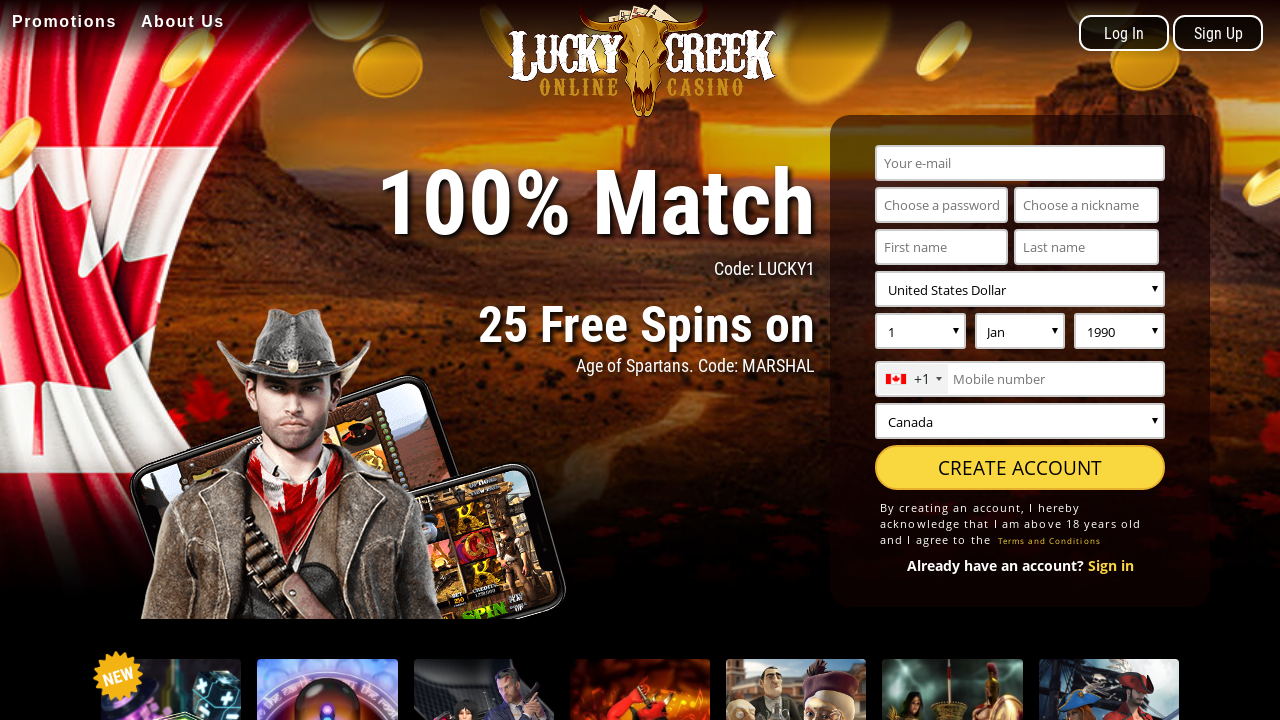 Lucky Creek Casino Bonus Codes
