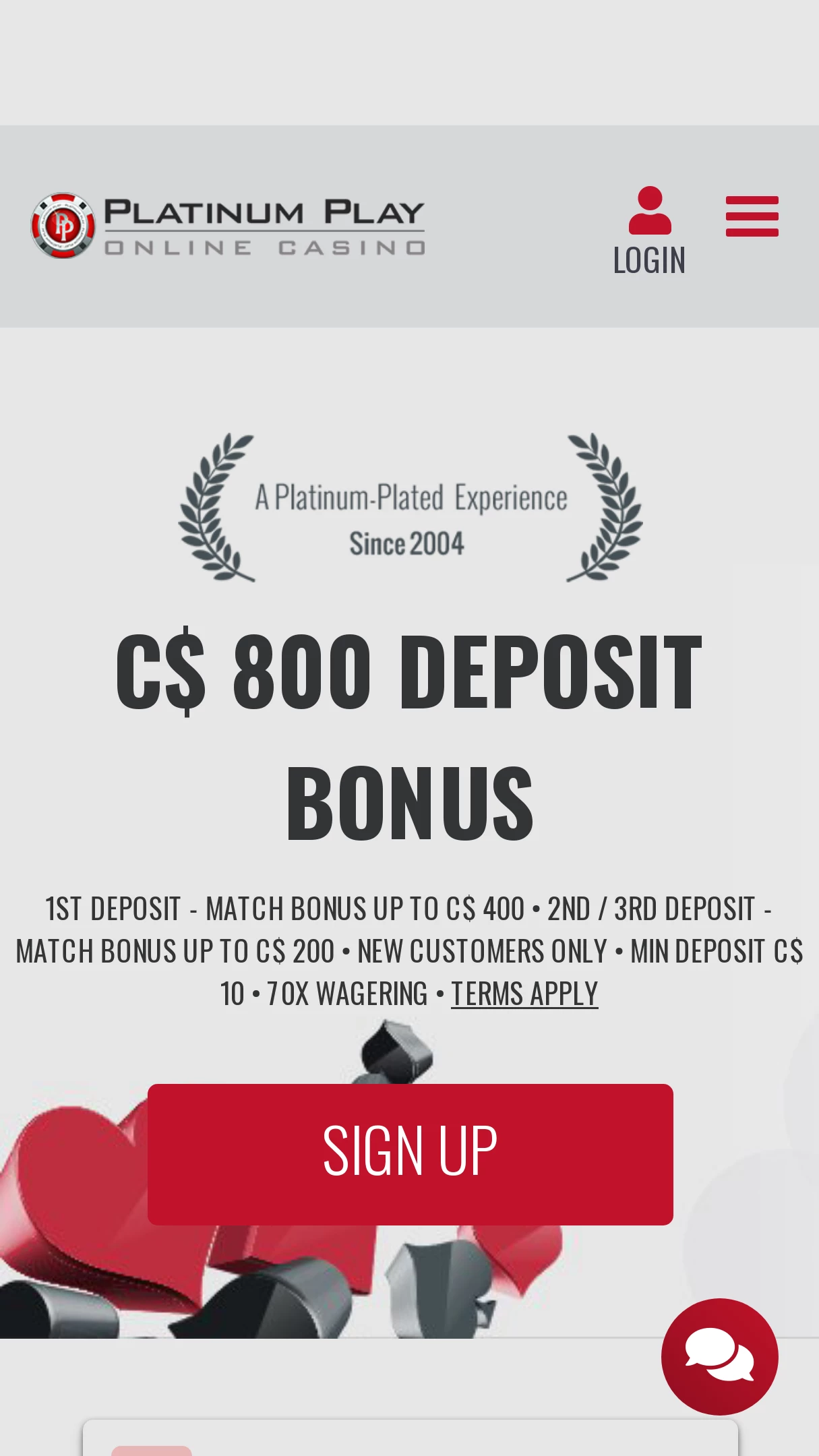 Platinum Play Mobile Casino No Deposit Bonus