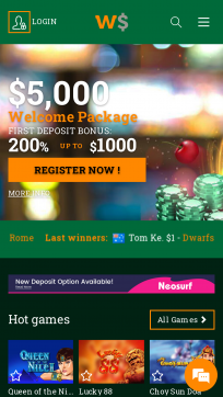 WPokies Casino Homepage Mobile