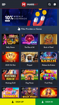 Marsbet Casino Homepage Mobile
