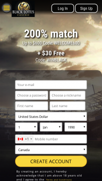Black Lotus Casino Homepage Mobile