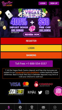 Vegasrush Casino Homepage Mobile