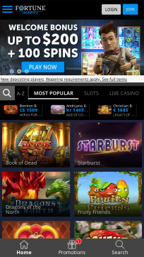 Fortune Jackpots Homepage Mobile