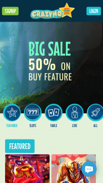Crazyno Casino Homepage Mobile