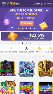 VIP Slots Homepage Mobile