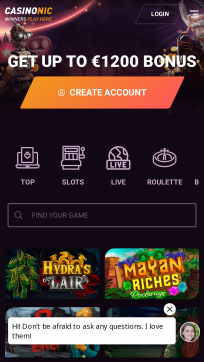 Casinonic Homepage Mobile
