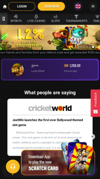 JeetWin Homepage Mobile