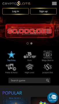 Crypto Slots Homepage Mobile