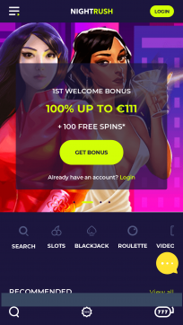 NightRush Homepage Mobile