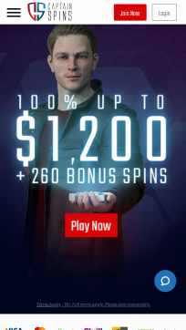 Captain Spins Homepage Mobile