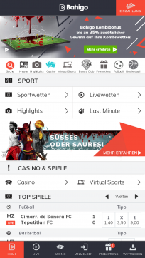 Bahigo Casino Homepage Mobile