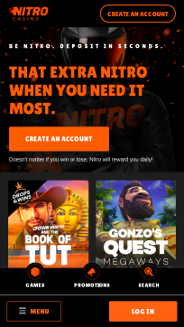 NitroCasino Homepage Mobile