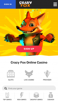CrazyFox Casino Homepage Mobile