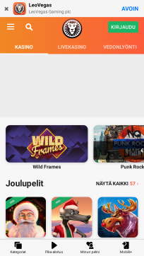LeoVegas Homepage Mobile