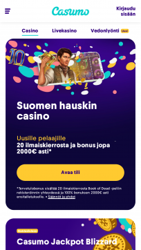 Casumo Homepage Mobile
