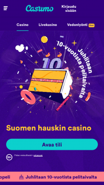Casumo Homepage Mobile
