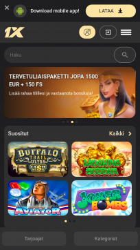 1xSlots Casino Homepage Mobile