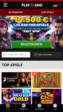 PlayAmo Homepage Mobile