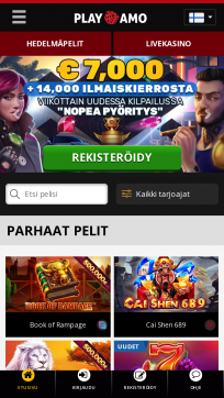 PlayAmo Homepage Mobile