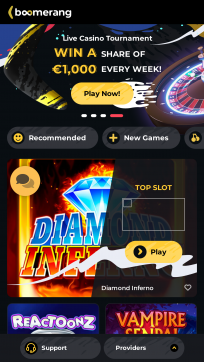 Boomerang Casino Homepage Mobile
