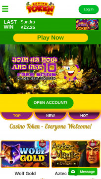 Casino Token Homepage Mobile