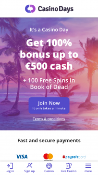 Casino Days Homepage Mobile