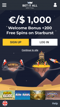 Bet It All Homepage Mobile