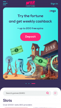 Wild Fortune Homepage Mobile