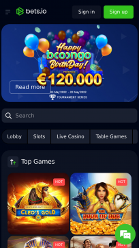 bets.io Homepage Mobile