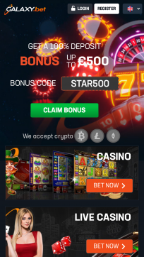 Galaxy.bet Homepage Mobile