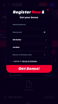Betsofa Homepage Mobile