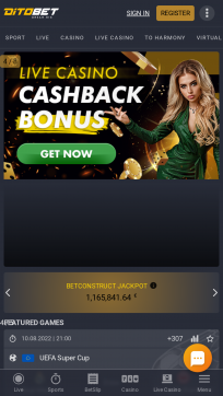 Ditobet Homepage Mobile