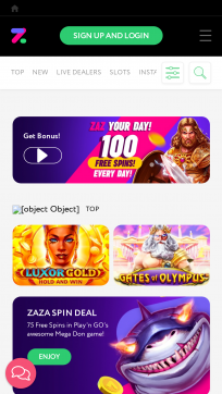 Zaza Homepage Mobile
