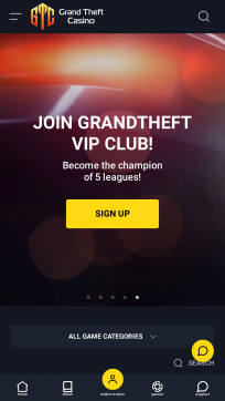 Grand Theft Casino Homepage Mobile