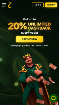 Cashback Casino Homepage Mobile