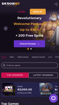 Shadowbit Homepage Mobile