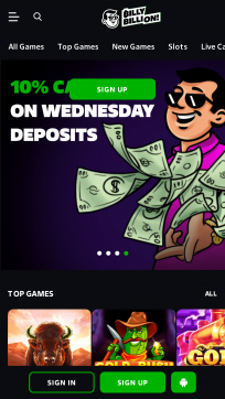 Billy Billion Homepage Mobile