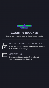 SpaceWin Casino Homepage Mobile