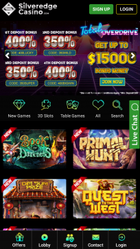 Silveredge Casino Homepage Mobile