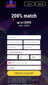 Jackpot Wheel Homepage Mobile
