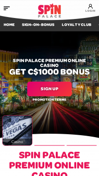 Spin Palace Homepage Mobile