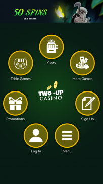 Two-Up Casino Homepage Mobile