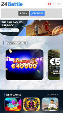 24Bettle Casino Homepage Mobile