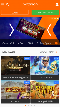 betsson Casino Homepage Mobile