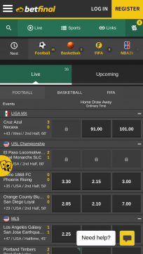 Betfinal Casino Homepage Mobile