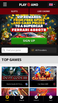 PlayAmo Homepage Mobile