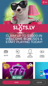 Slots.lv Homepage Mobile