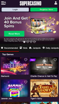 Super Casino Homepage Mobile